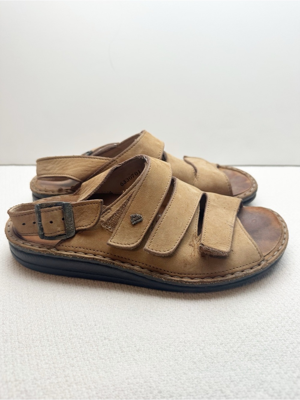 Finn Comfort Tan Leather Velcro Strap Sandals size EU 35